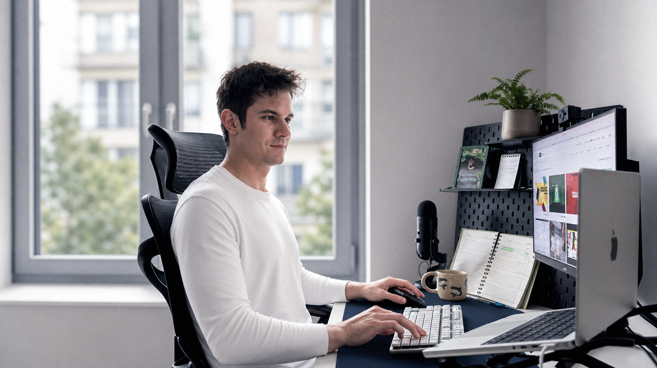 Jakub Dalaszyński przy pracy w swoim studiu projektowym